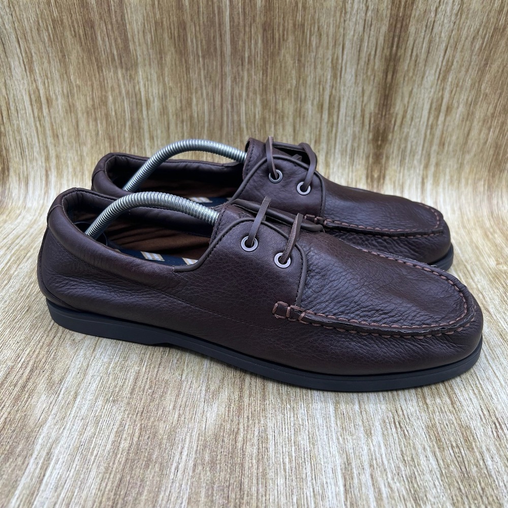 Brooks Brothers Boat Shoes Men's Size 11 Brown Pebbled Leather Moc Toe Loafers